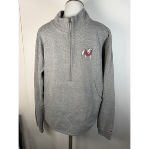 League Georgia Bulldogs Mens Large Gray Quarter Zip Fleece Pullover Sweatshirt